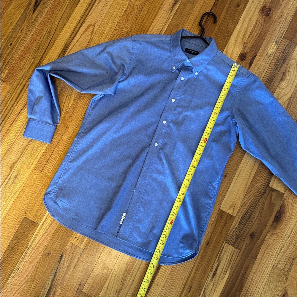 Lands' End Men's Casual Chambray Blue Button Down Shirt - Picture 8 of 13